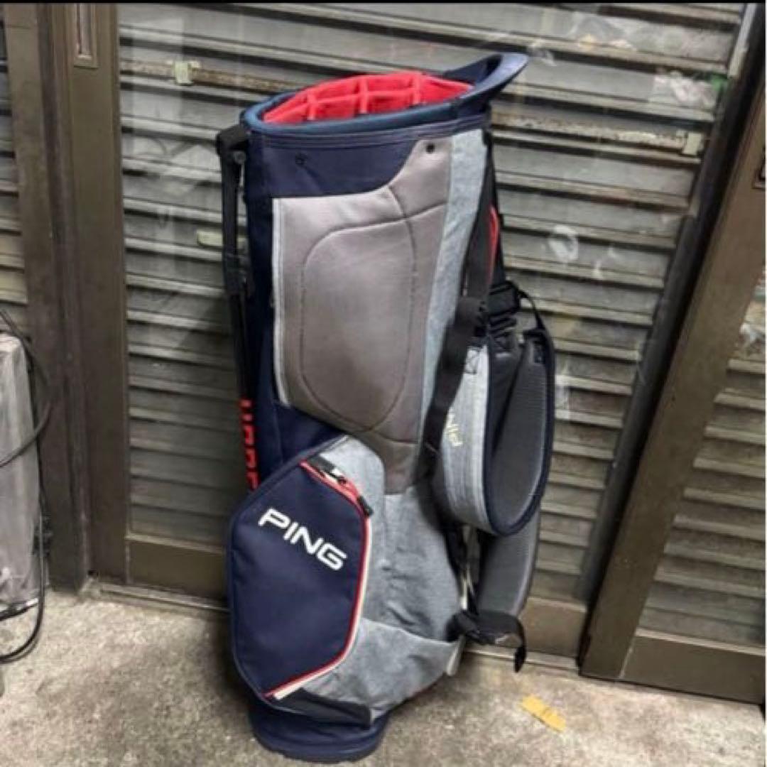 PING HOOFER 14スタンド キャディバッグ ネイビー グレー レッド