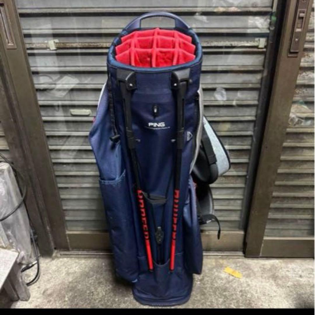 PING HOOFER 14スタンド キャディバッグ ネイビー グレー レッド