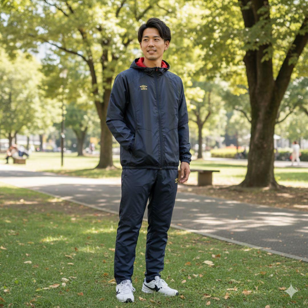 Umbro ネイビー ナイロンジャケット　セットアップ