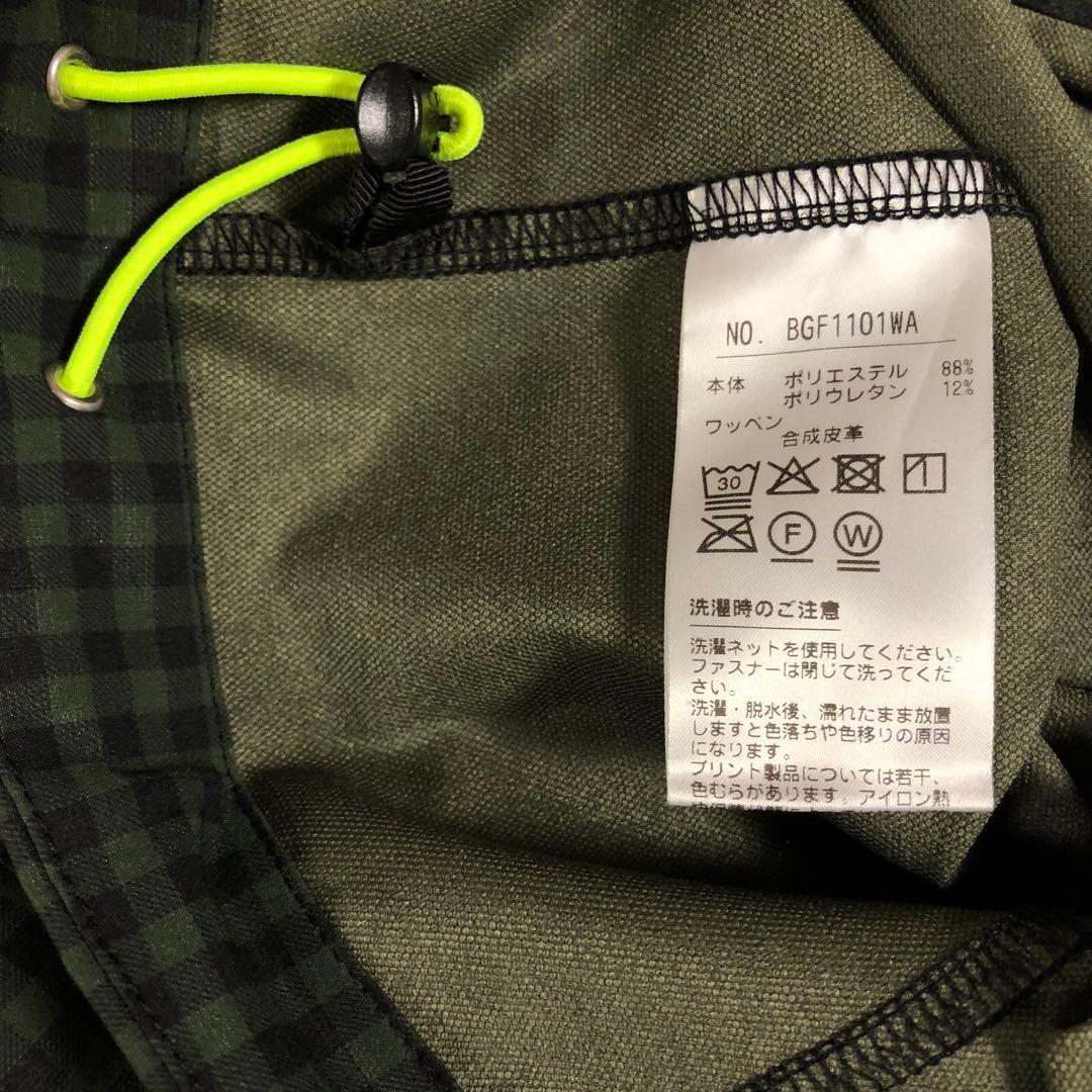 ブラックアンドホワイト ジップアップ ジャケット カーキ ギンガムチェック L