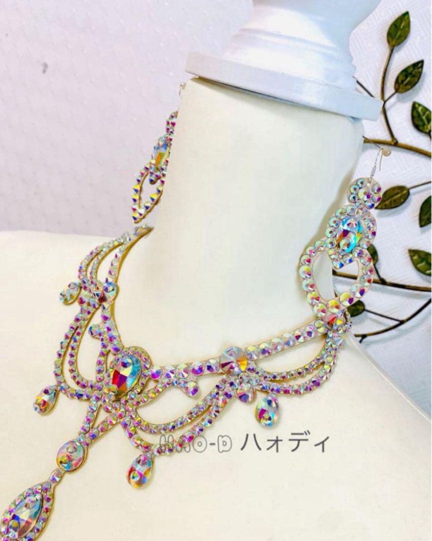 新品★ネックレス★ピアス★オーロラストーン★社交ダンス★サルサ★パーティー