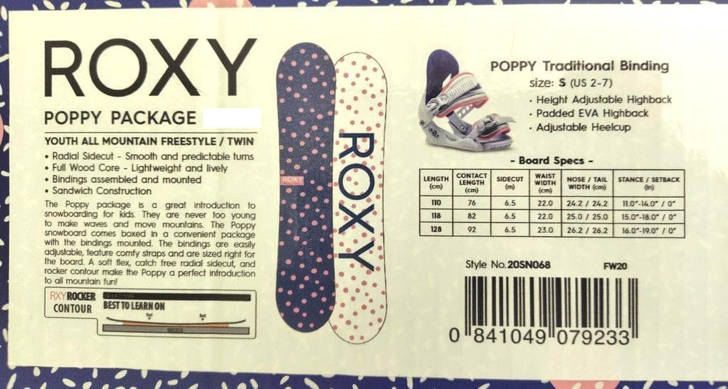 ★Roxy ジュニア スノーボードセット [POPPY](118) 新品！★