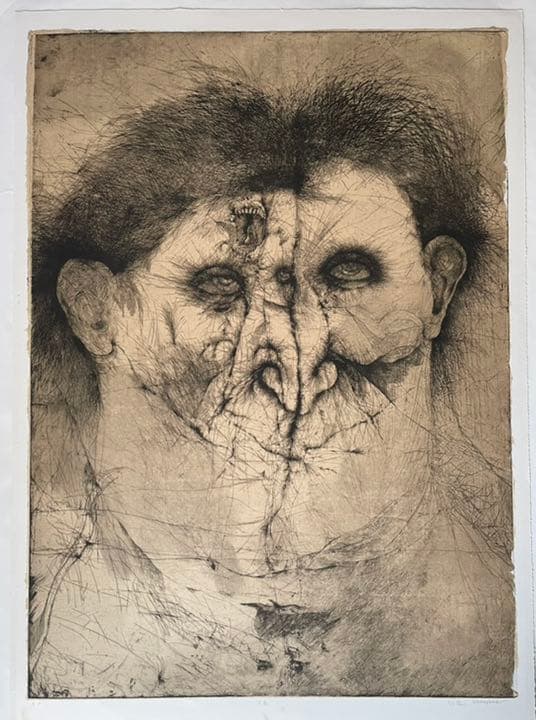 銅版画 : 「 顔 」亀山知英