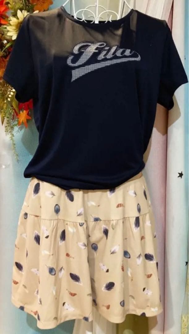 No.821 FILA feather模様が可愛いキュロット☆XL☆ベージュ☆