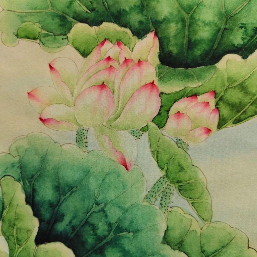 张大千 荷花鸳鸯 中国画 掛け軸 水墨画 和室 玄関 茶室 壁掛け 美術品