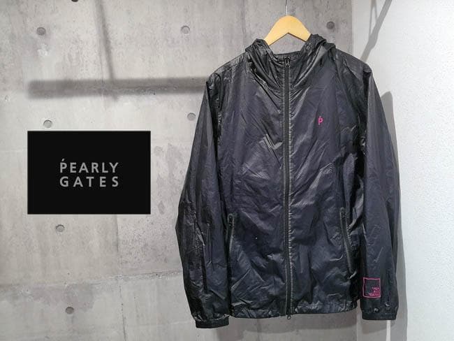 美品 パーリーゲイツ PERTEX 撥水 フルジップ ジャケット 5 ゴルフ 黒