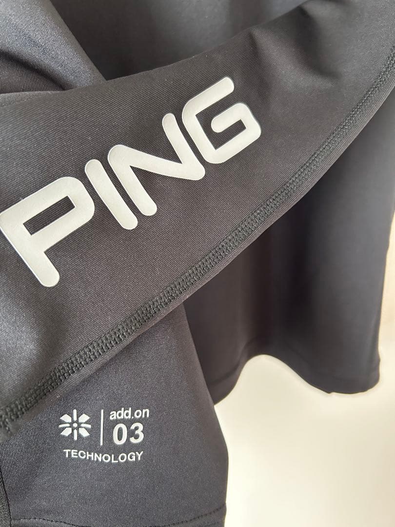 PING ブラック クルーネック長袖シャツ Lサイズ