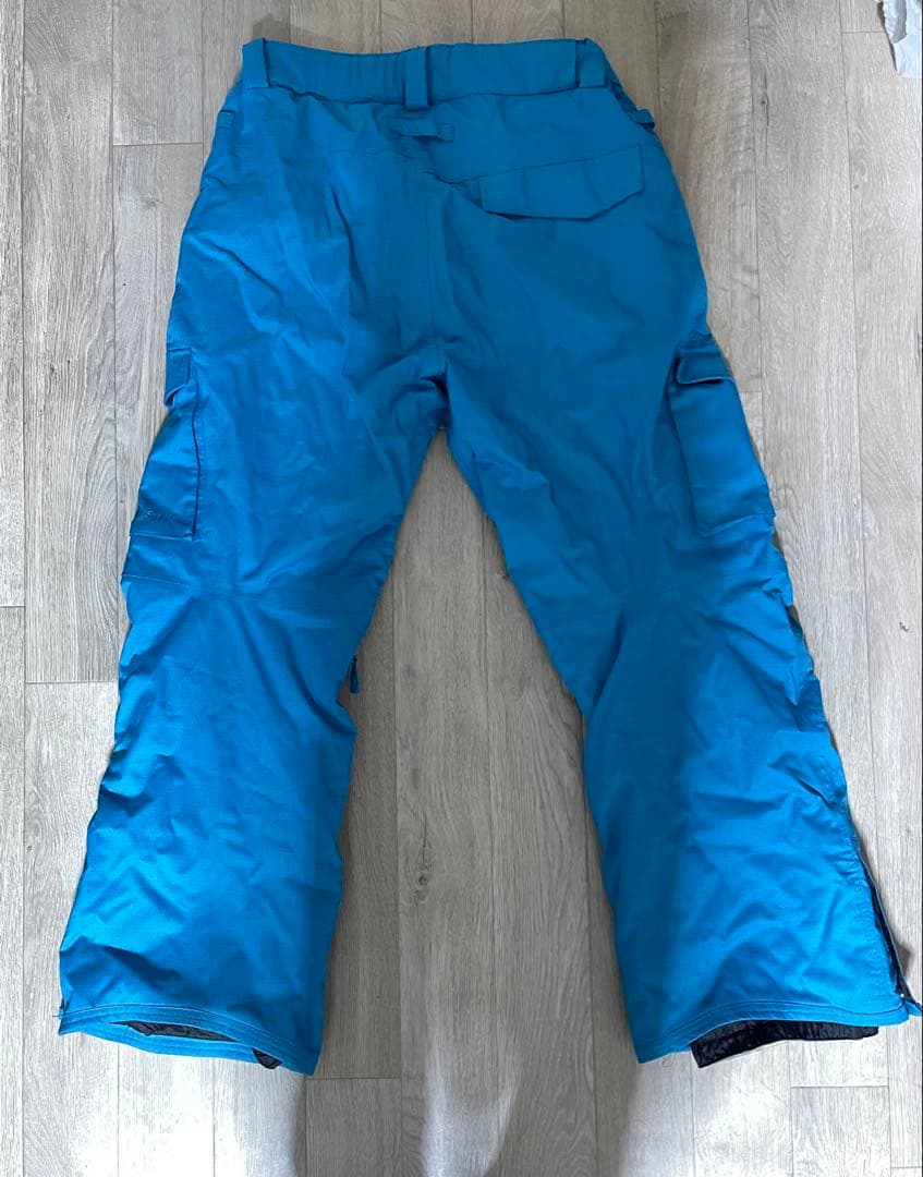 【値下げ】【人気】686スノボウェア上下セット [L]スカル髑髏総柄パンツ青