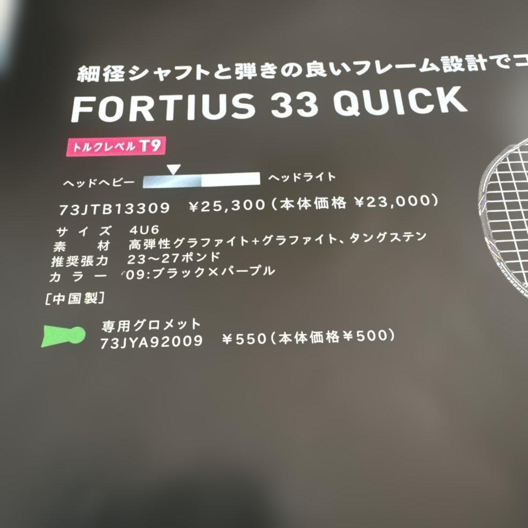 MIZUNO FORTIUS 33 QUICK バドミントンラケット　青