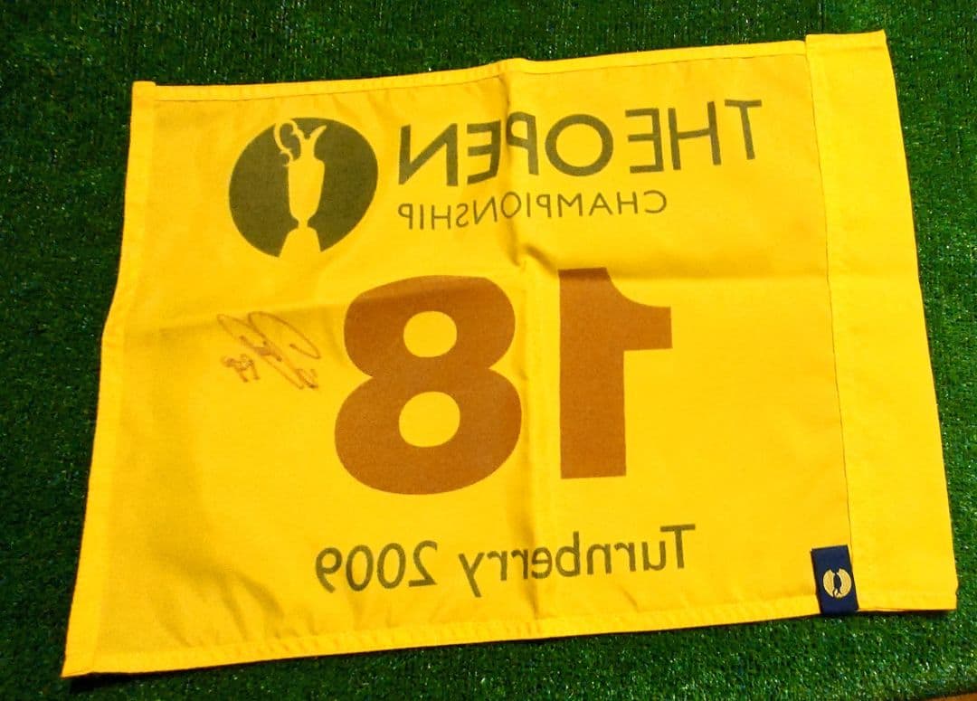 石川遼2009全英オープンピンフラッグ直筆サイン入り