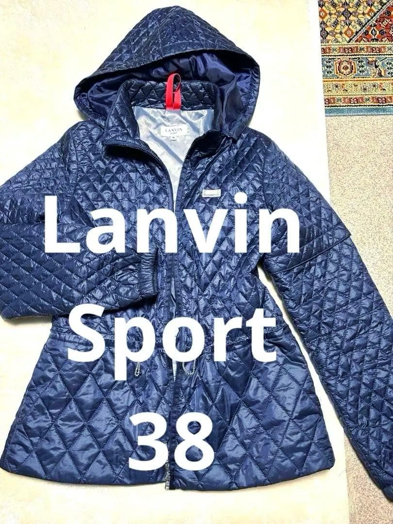 美品！ランバンスポール38キルティング中綿ブルゾン　ネイビー　3箇所ドローコード