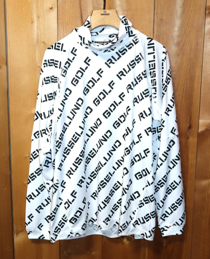 新品 ラッセルノ ゴルフ 総ロゴ タートルネック L/S シャツ (6/XL)Ⓗ