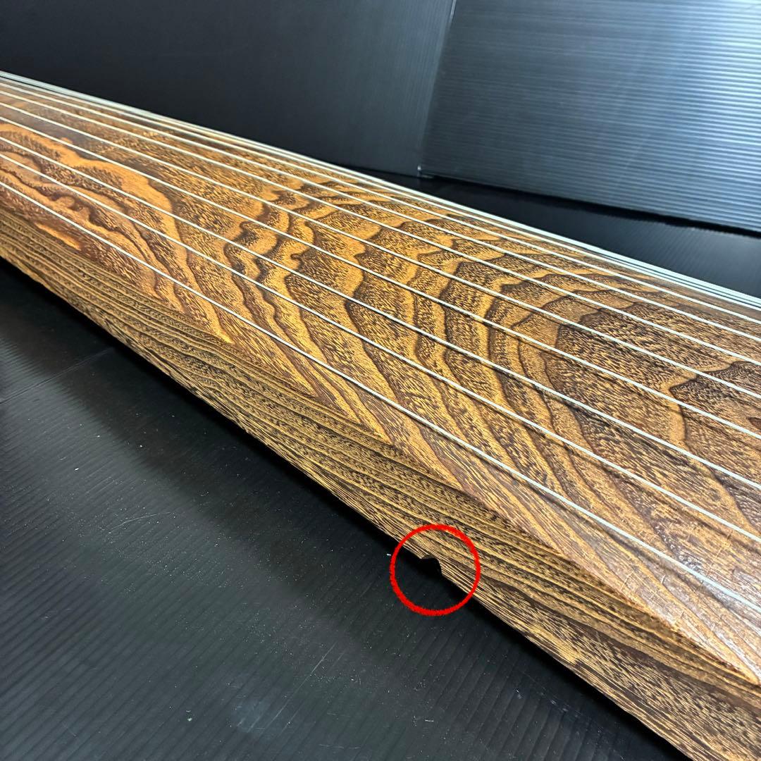 琴 筝 すだれ彫り 上角巻き 紅木装飾 金彩鶴松図 蒔絵口前 並甲 13弦 良品