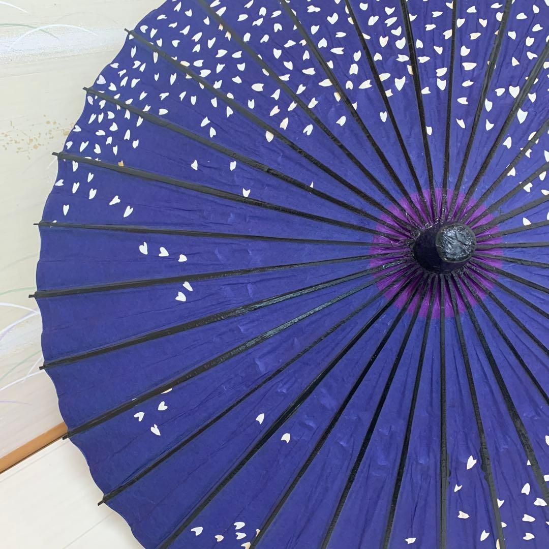 舞踊傘 濃紫　濃紺　桜吹雪　2本セット　蛇の目傘　日本舞踊　踊り　和傘　収納袋付