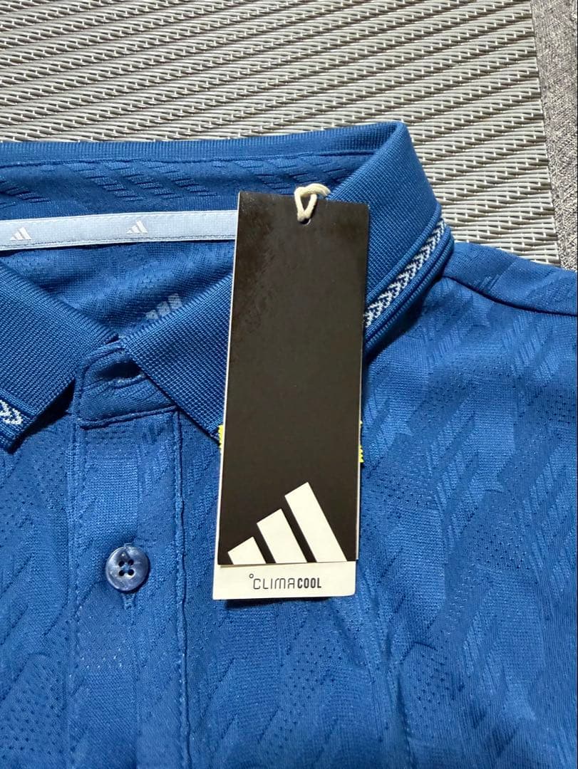adidas ゴルフ ジャガードポロシャツ 青色 新品