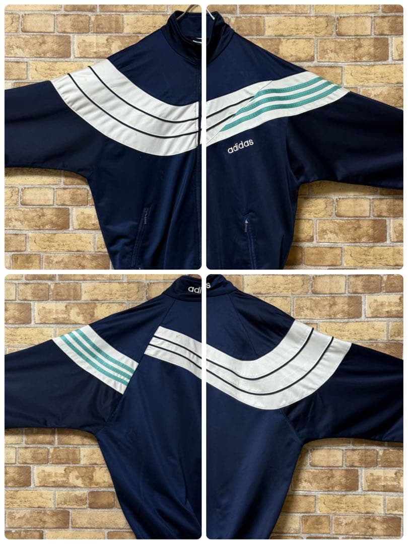 アディダス　銀タグ　90s トラックジャケット　ジャージ　ネイビー　刺繍ロゴ
