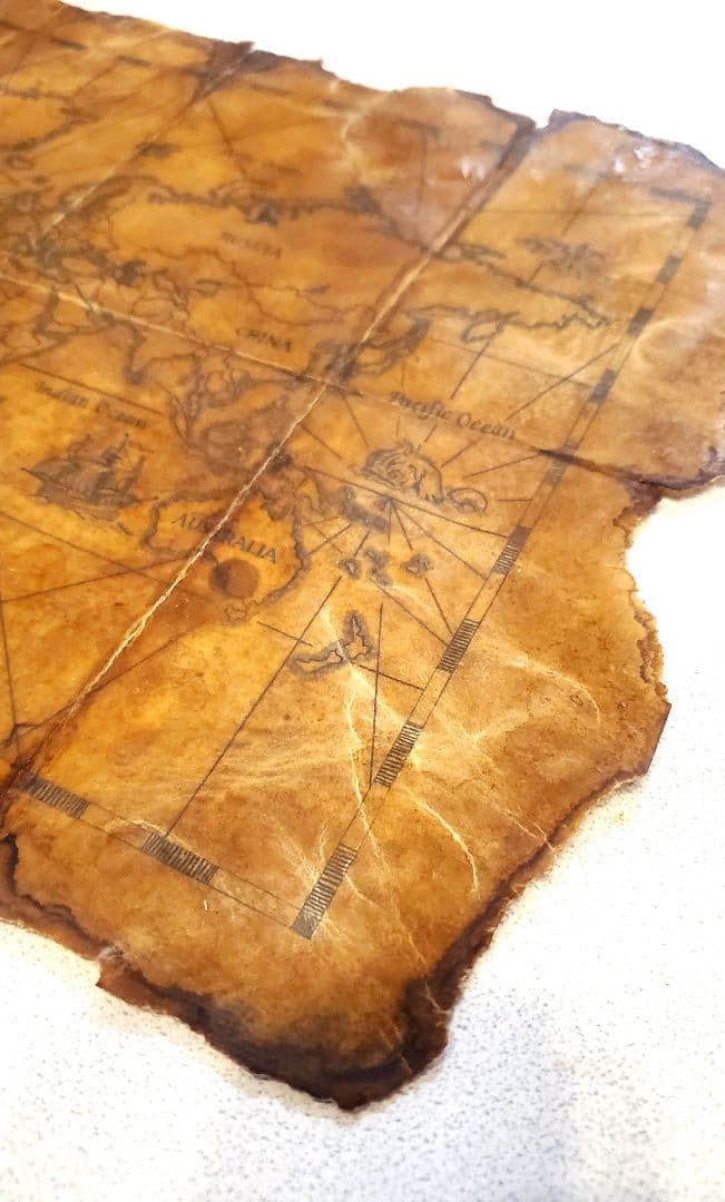 宝の地図 世界地図 古地図 額縁付き ヴィンテージ ポスター
