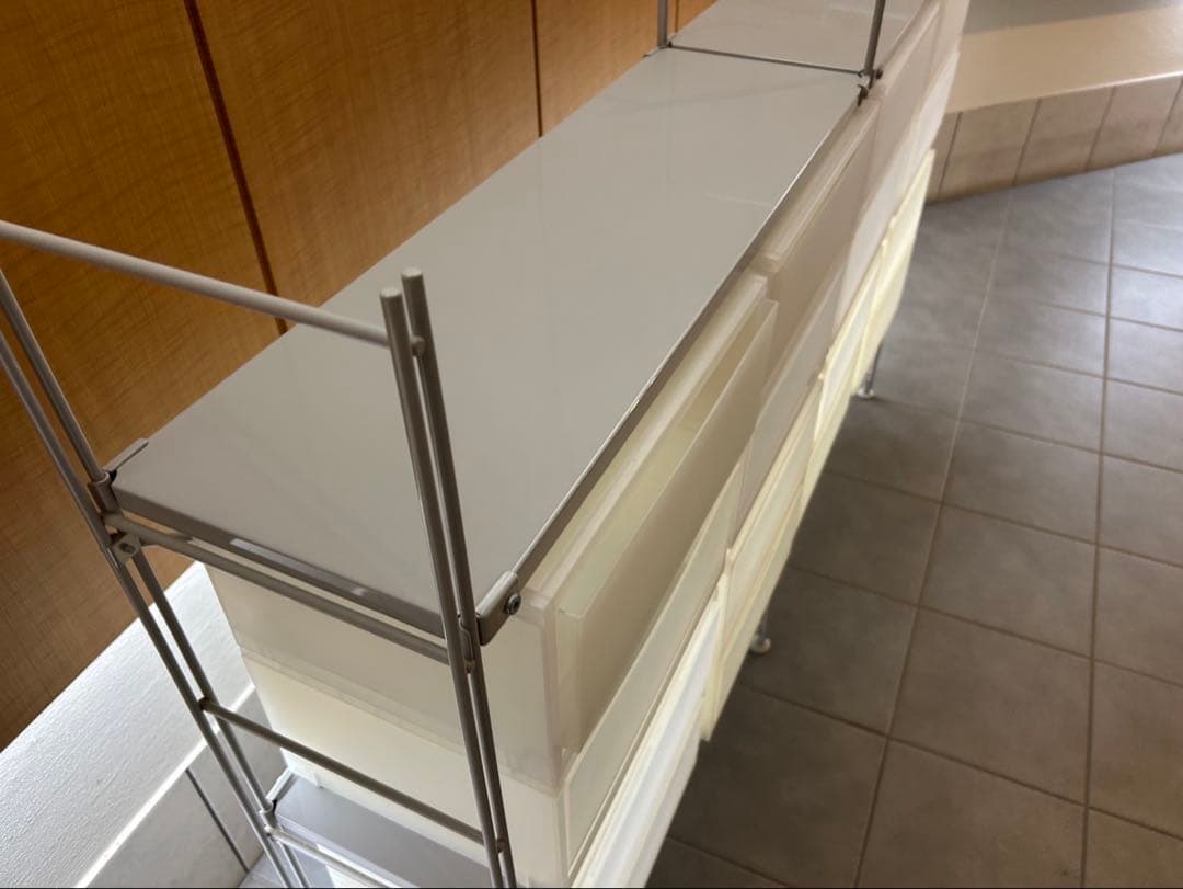 MUJI 無印良品 スチールユニットシェルフ ポリプロピレンケース16個付き