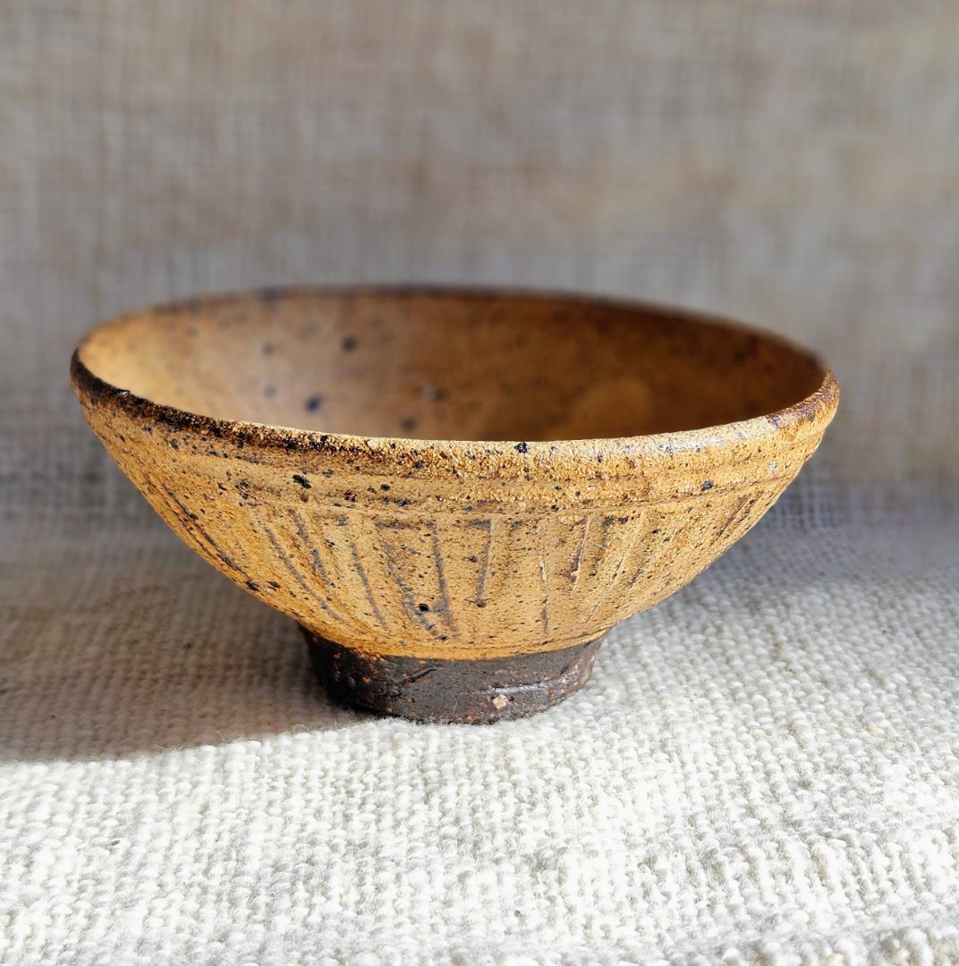 【2点ペア】小ぶり飯椀 茶碗 細しのぎ 新品 越前焼 実生窯 新藤聡子 送料無料