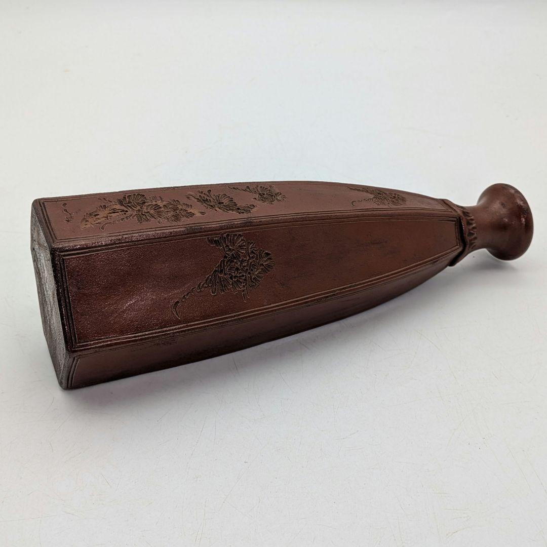 明治大正期 備前焼 傘徳利 合箱合布 松模様 一輪挿し花入 花器 フラワーベース