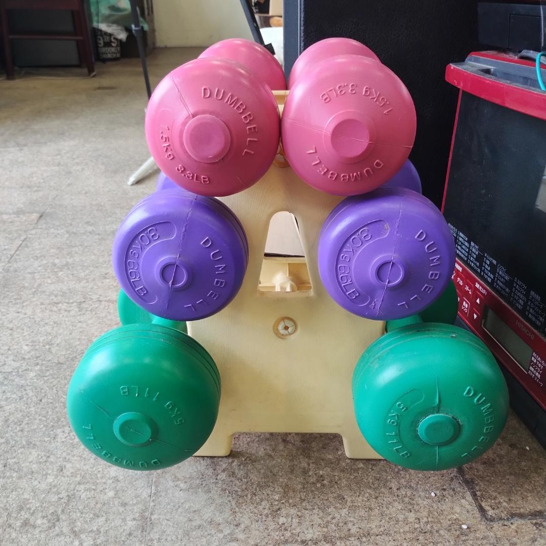 カラフルダンベルセット 5kg 1.5kg 3kg