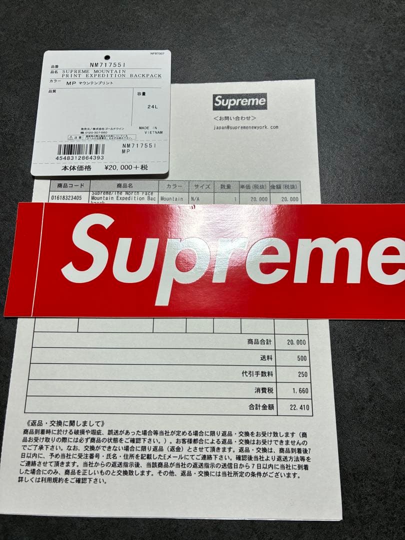納品書付属！supreme the north face 雪山リュック