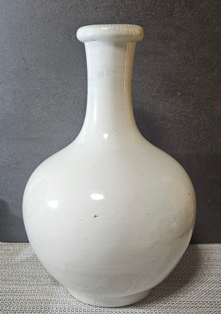 江戸時代　古伊万里　白磁　大徳利　壺 花入れ　オブジェ　高さ 約35.2cm