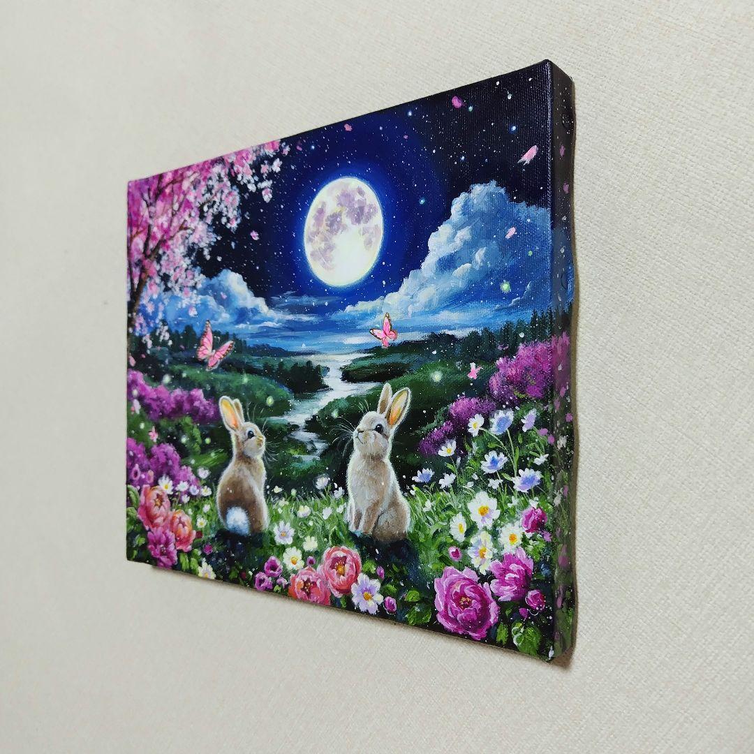 花*様 【春満月】アクリル画 F3 風景画 絵画