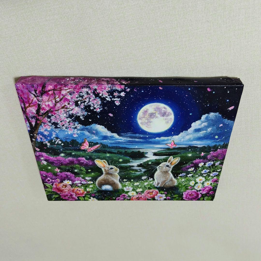 花*様 【春満月】アクリル画 F3 風景画 絵画