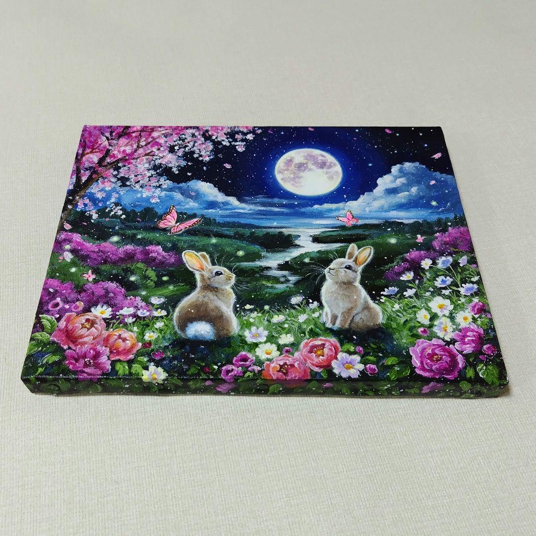 花*様 【春満月】アクリル画 F3 風景画 絵画