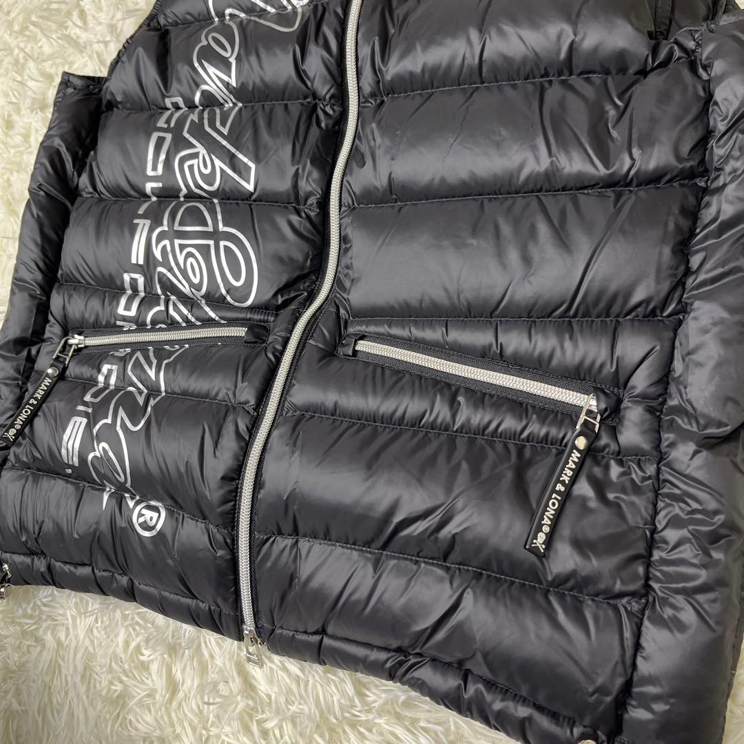 【極美品】MARK & LONA ダウンベスト スカル ワッペン 黒 ゴルフ