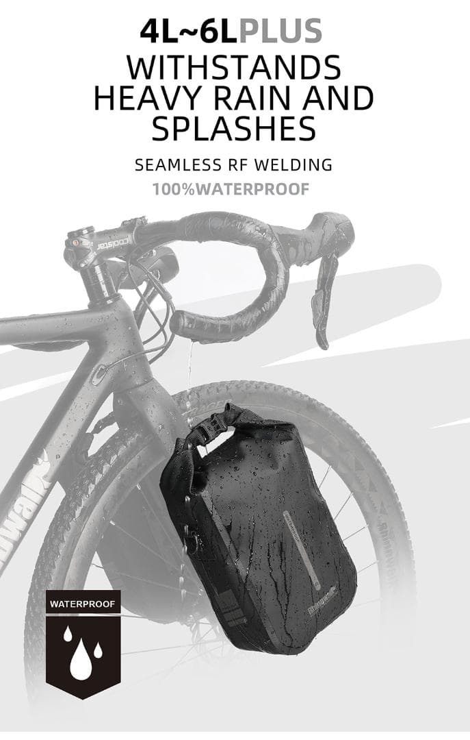 新品！自転車フォークバッグ ラック不要 ワンタッチ 完全防水 取付具付 6L片側