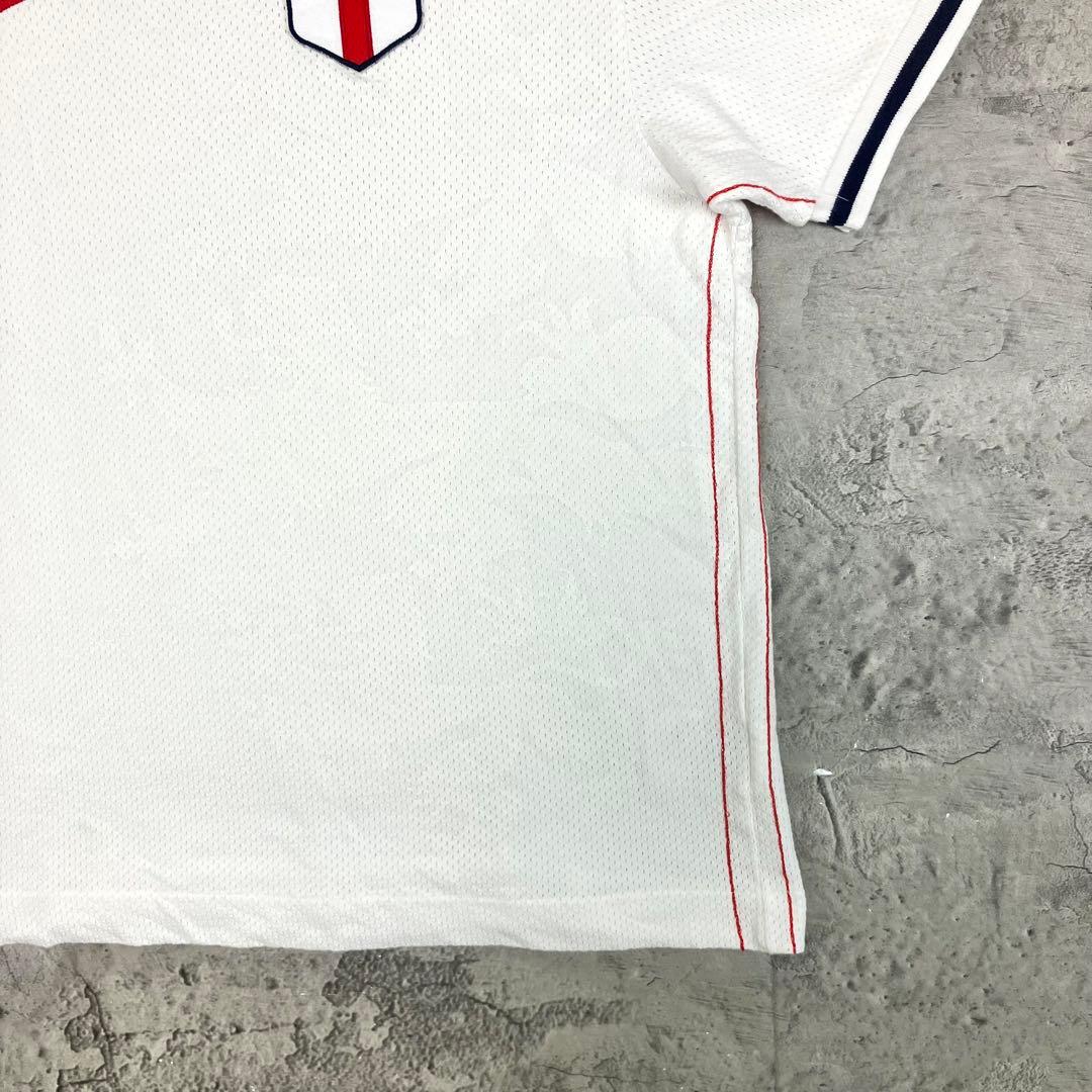 00s NIKE サッカーイングランド代表 ポロシャツ 古着 刺繍 国旗 白 L