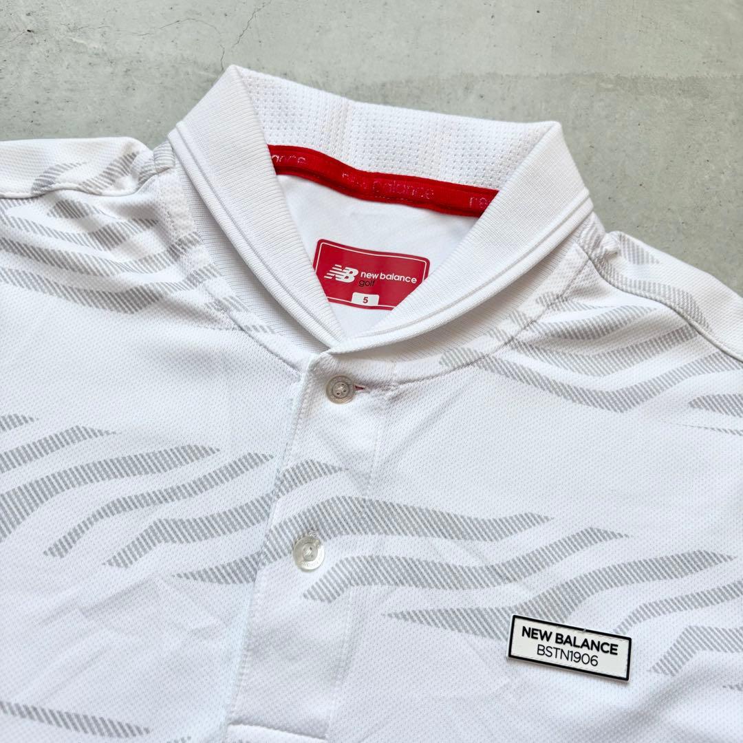 【美品】NEW BALANCE GOLF ゼブラボーダー柄 半袖ポロシャツ L