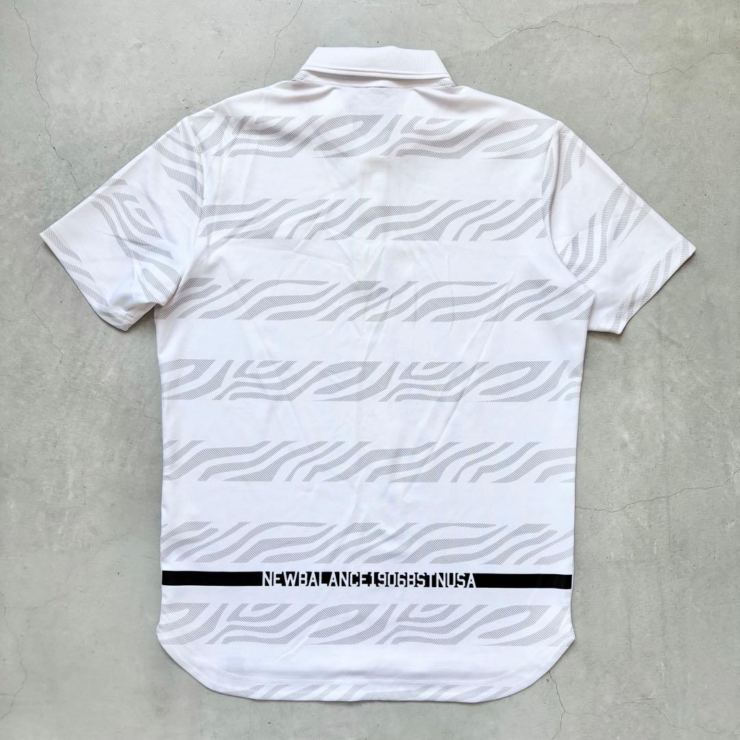 【美品】NEW BALANCE GOLF ゼブラボーダー柄 半袖ポロシャツ L