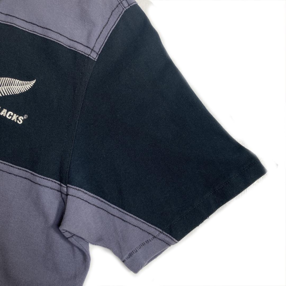 オールブラックス adidas 半袖 ラガーシャツ ボーダー柄 古着 XL