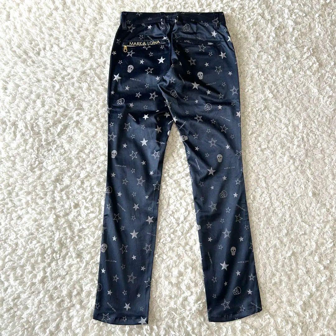 【美品✨】 マークアンドロナ 刺繍 ストレッチ パンツ スター ドクロ サイズS