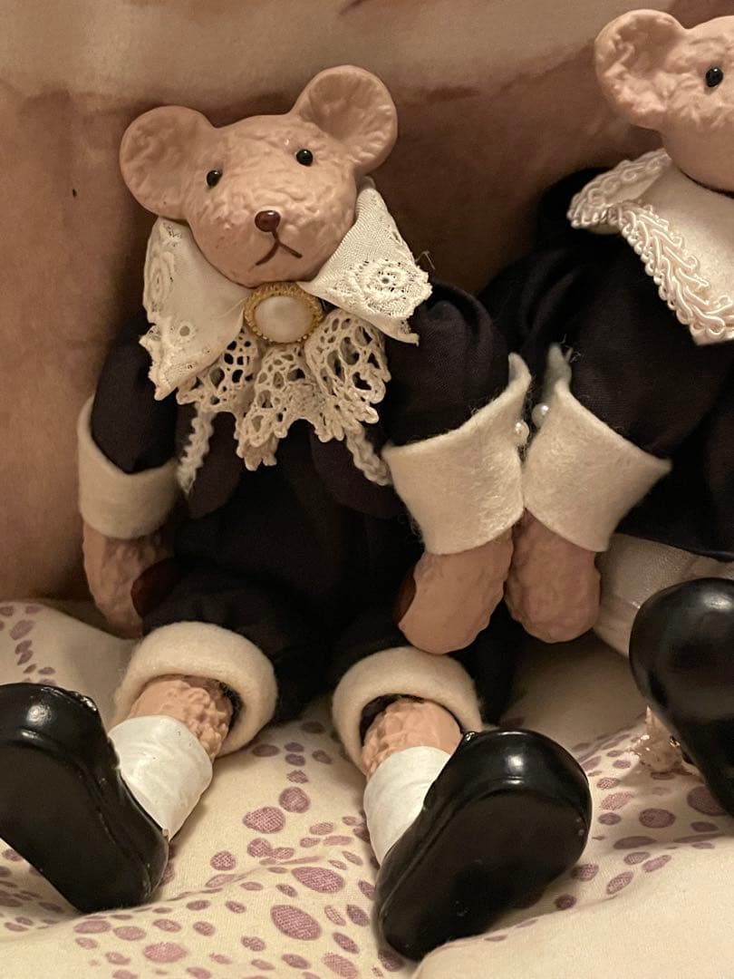 超かわいいペアのヴィクトリア朝風オルゴール付きテディベア Teddy Bear