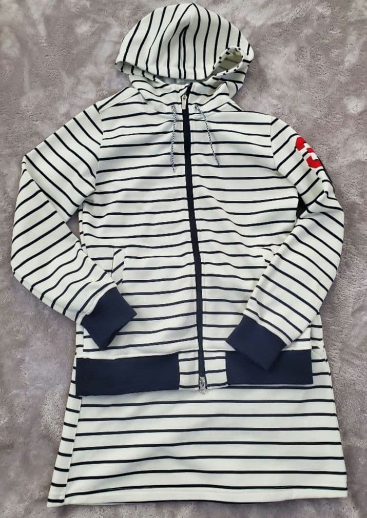 adidas ゴルフ セットアップ L 白紺 ボーダー レディース