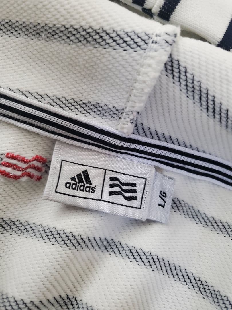 adidas ゴルフ セットアップ L 白紺 ボーダー レディース