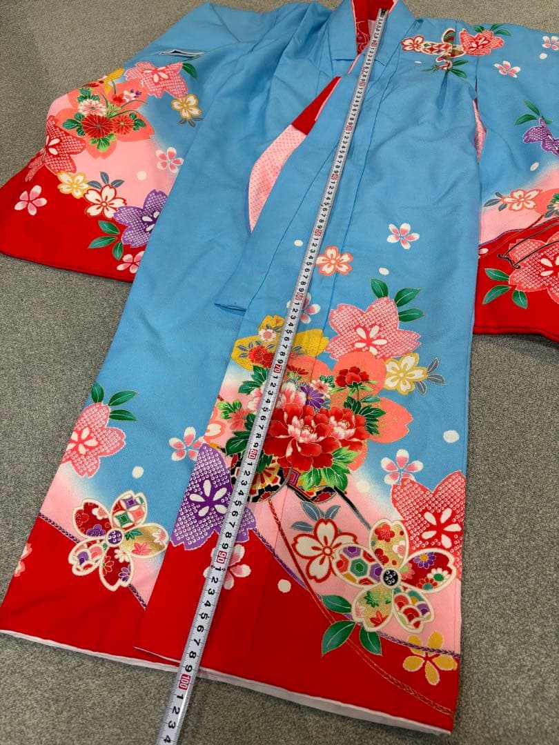 七五三 3歳 女の子 花柄刺繍着物 花車 長襦袢刺繍半衿付き