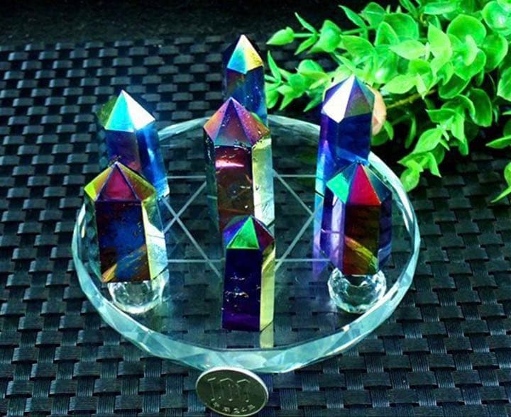 ⭐️新品⭐️❤️✨アーカンソー産✨レインボーオーラ水晶七星陣✨✨❤️016