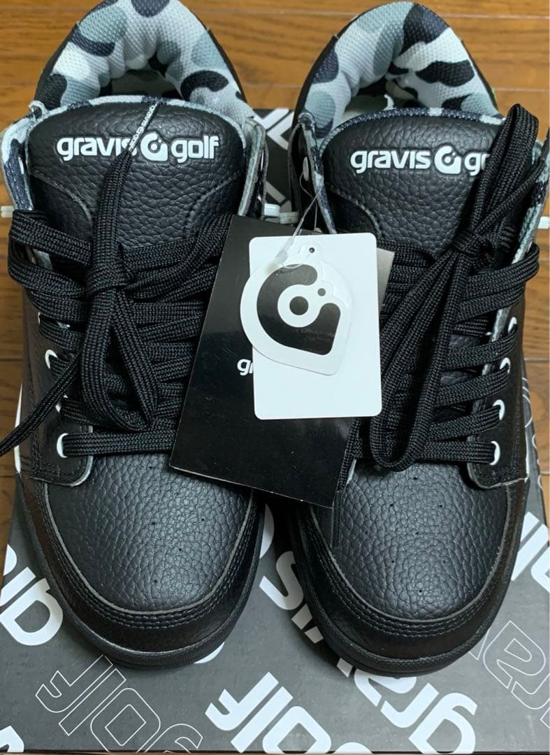 再値下げ新品タグ付！GRAVIS ブラックゴルフシューズ