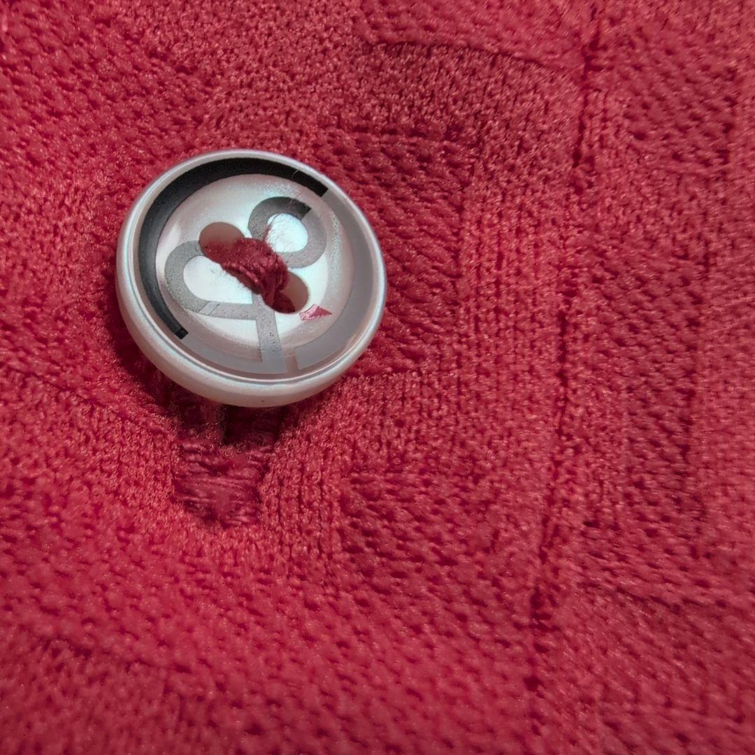 【極美品】アンパスィゴルフ　刺繍ワッペンジャガード生地ポロシャツ　珊瑚色　LL