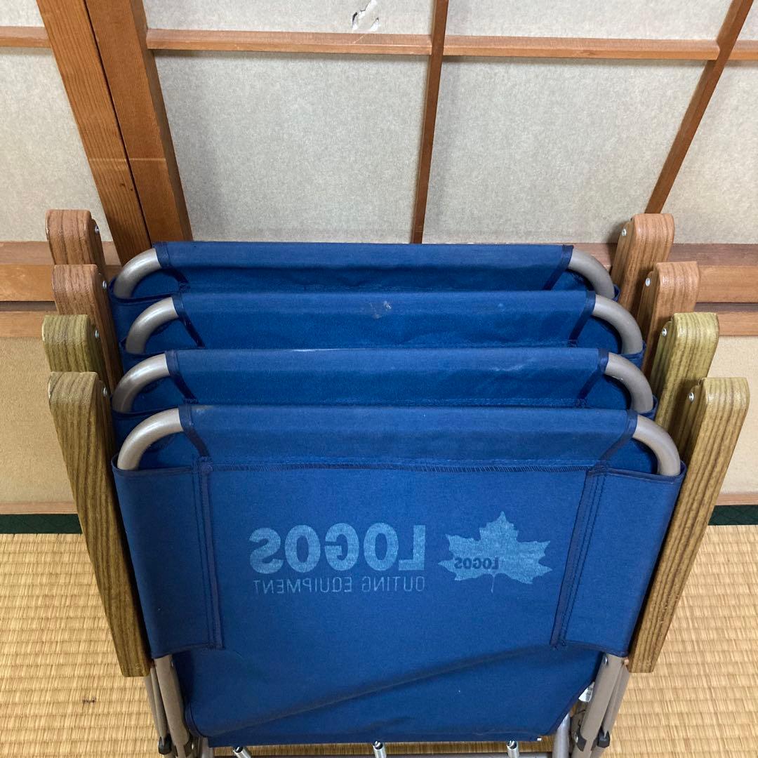 LOGOS ネイビー 折りたたみチェア 4脚セット グッディチェア　アウトドア