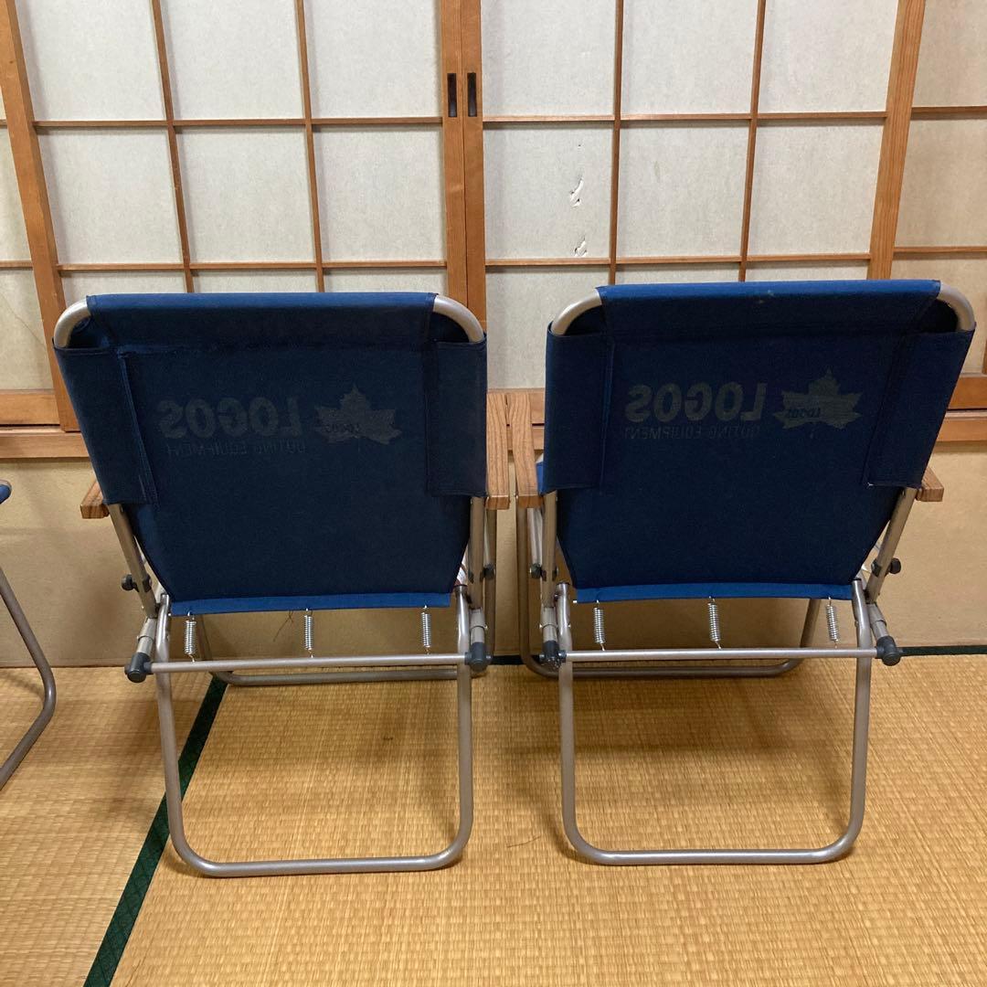 LOGOS ネイビー 折りたたみチェア 4脚セット グッディチェア　アウトドア