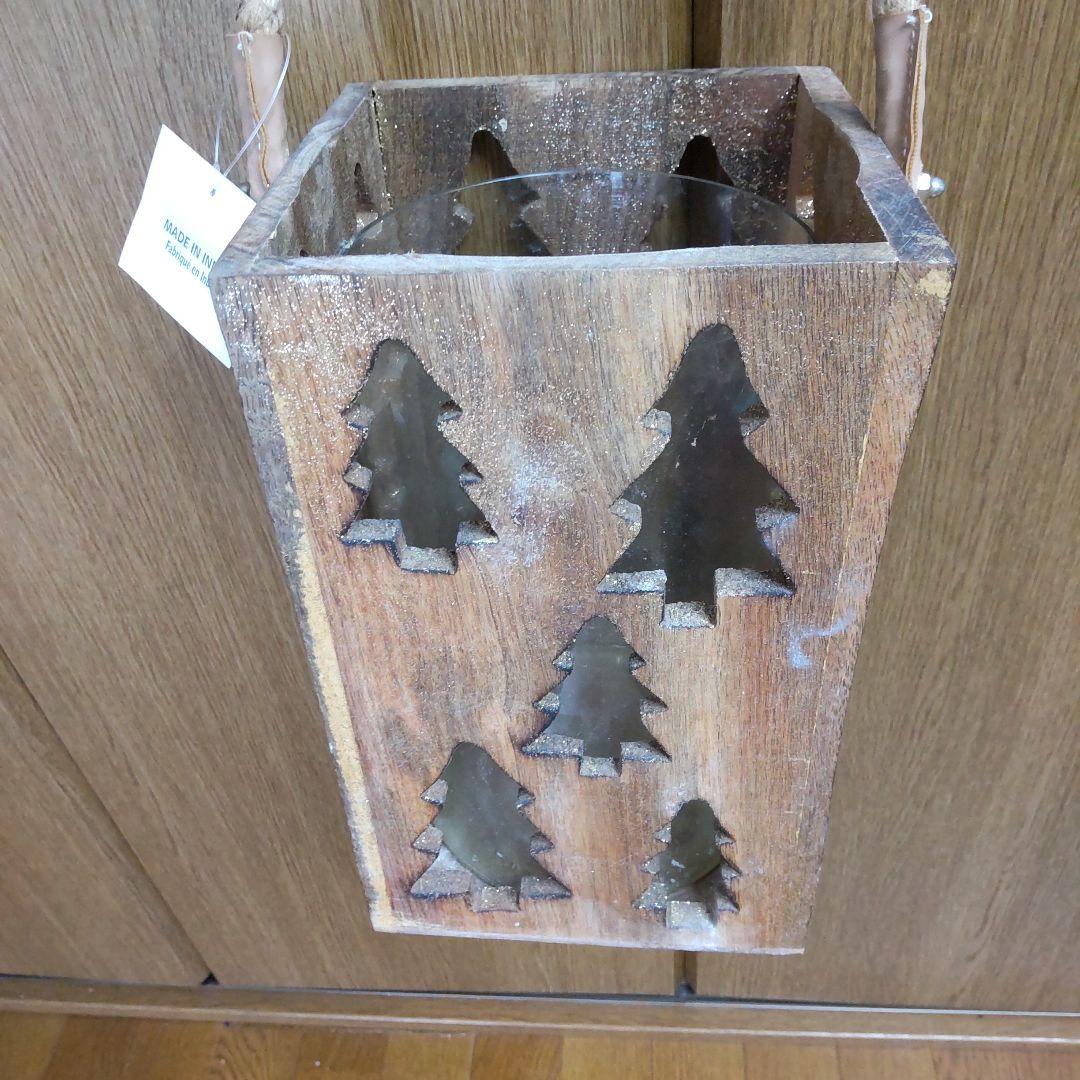 クリスマス 置物 飾り物 木製 ハンドメイド ろうそく 花束入れ ドライフラワー