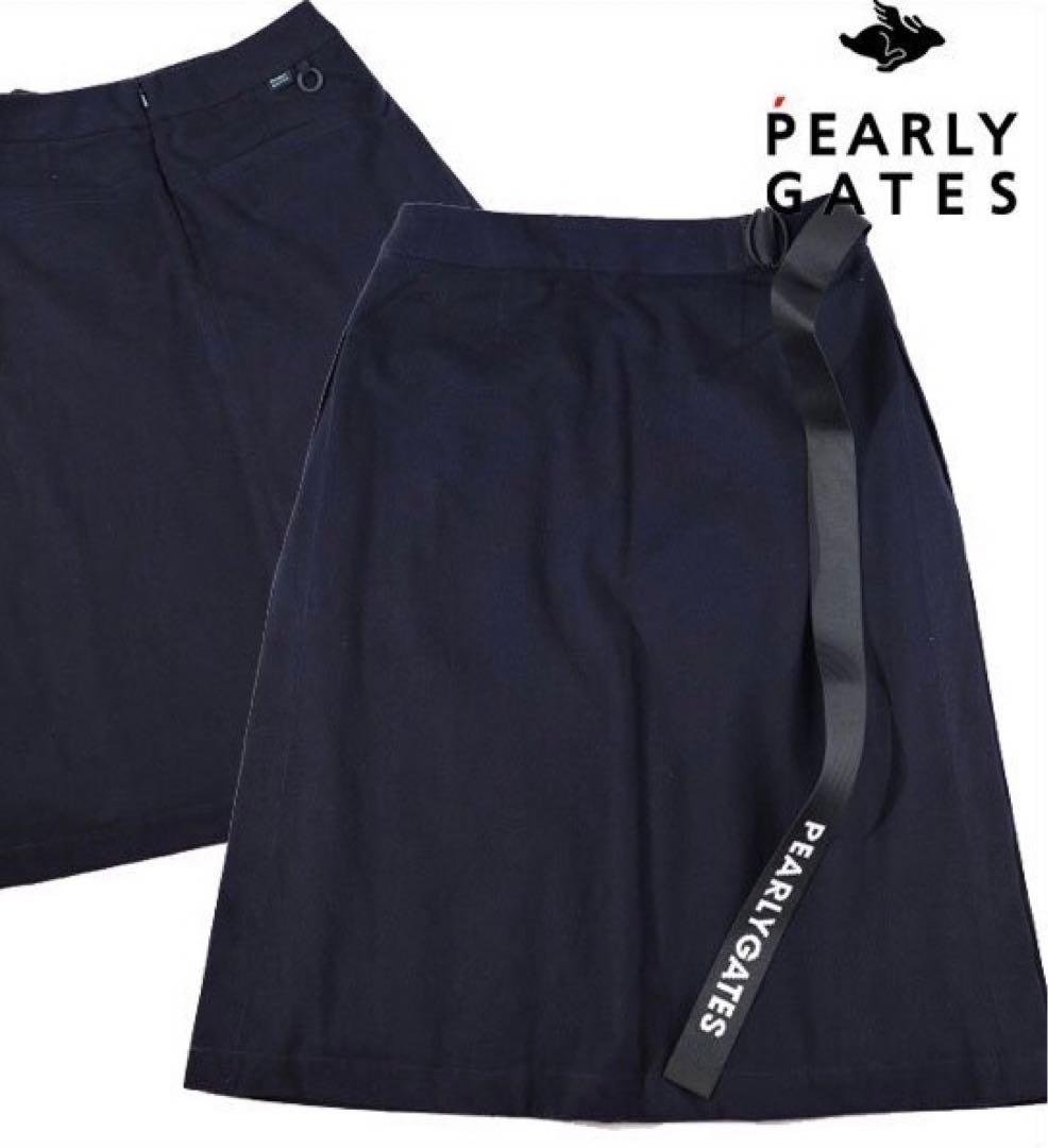【PEARLY GATES】ネル×ジョーゼット テープベルト スカート・0番S