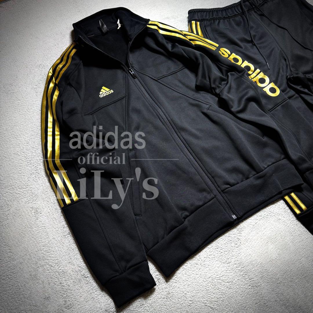 【Ｌサイズ】adidas上下セットアップ　新品　黒金　定価17,600円　裏起毛