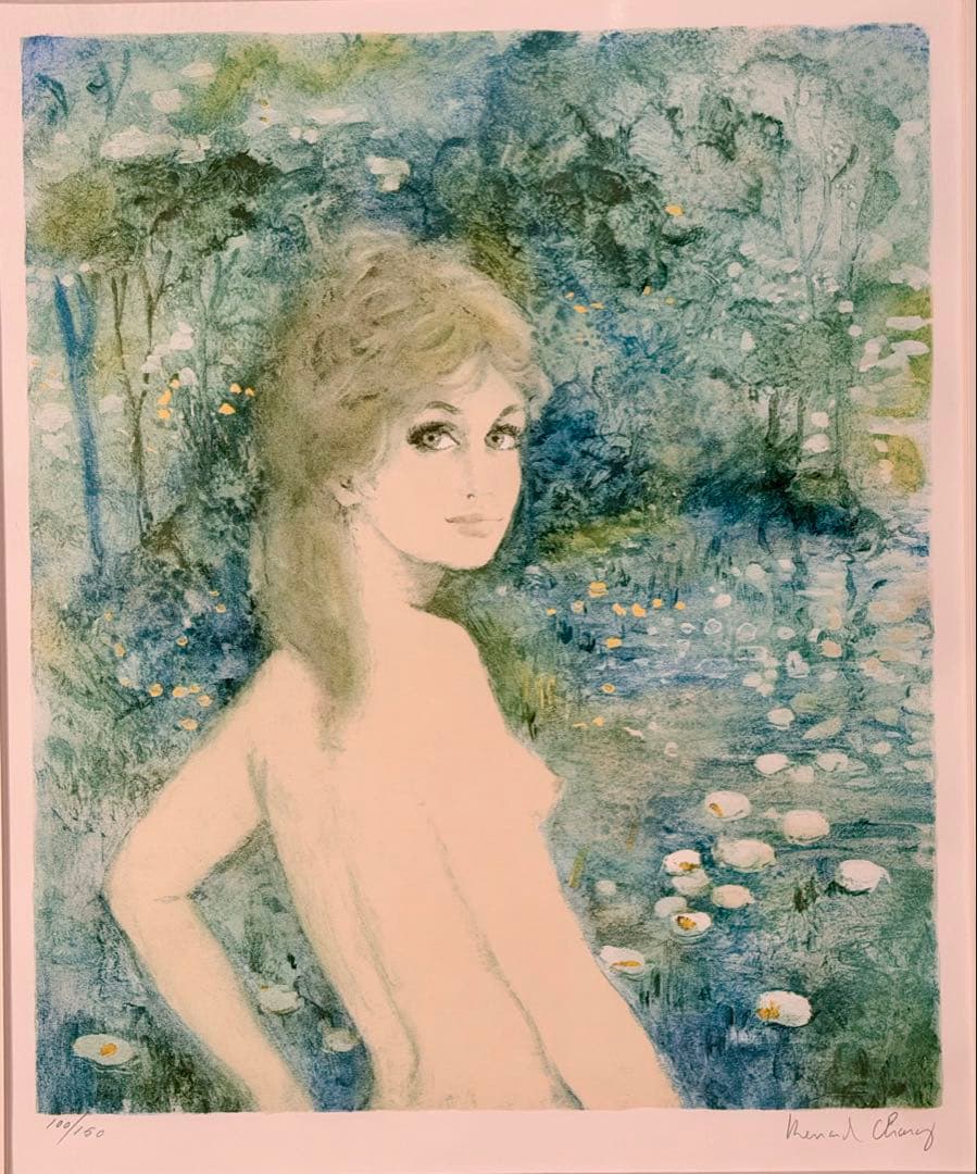 ベルナール・シャロワ リトグラフ 版画 女性像 少女 額装 #